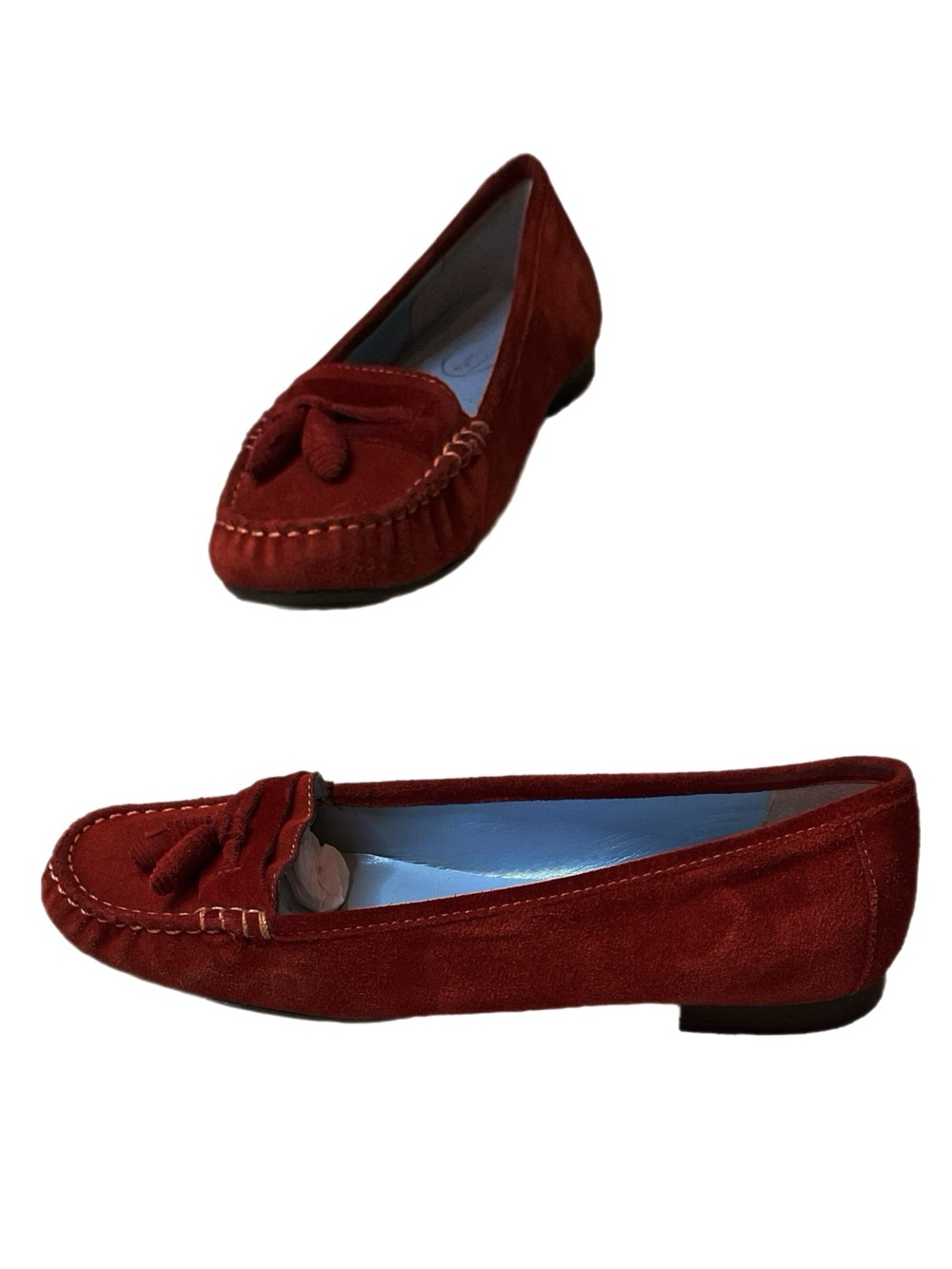 Talbots Francesca Orange Suede Tassel Driving Moccasins Loafers Size 8